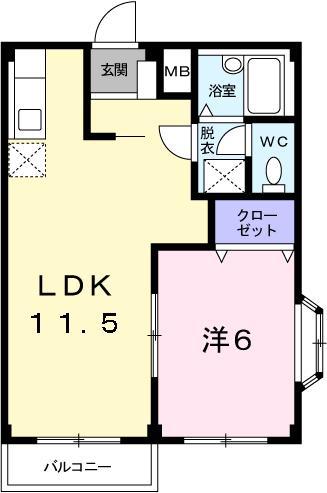フランボワーズG(1LDK/2階)の間取り写真