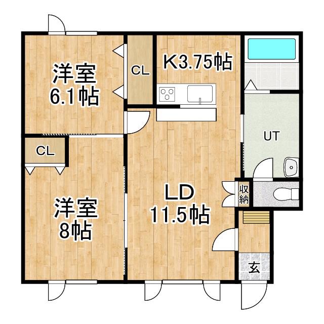 プランドール(2LDK/1階)の間取り写真