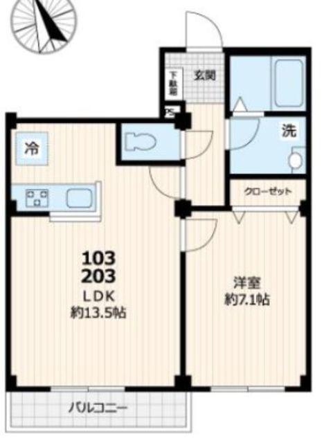 ソラリア 227(1LDK/2階)の間取り写真
