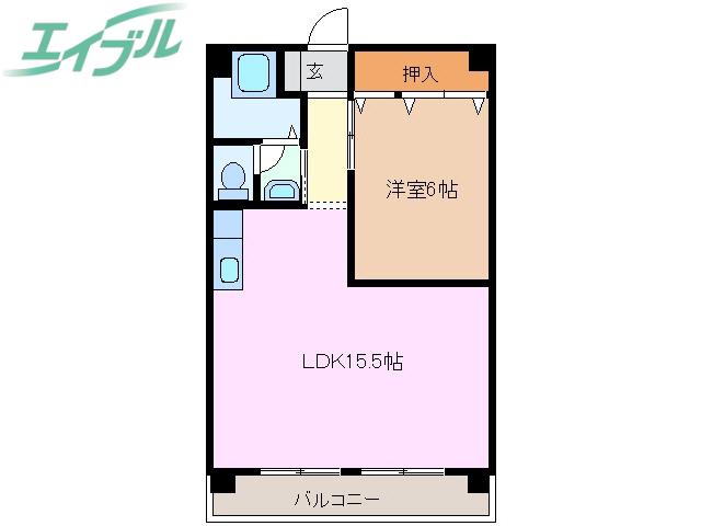 アミティエ四日市(1LDK/5階)の間取り写真