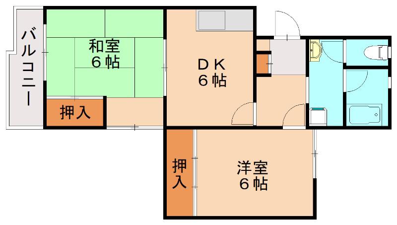 タワーズ唐原(2DK/5階)の間取り写真