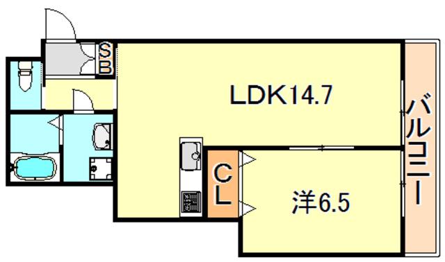 GLA東人丸(1LDK/1階)の間取り写真