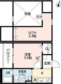 AGNS(1K/1階)の間取り写真