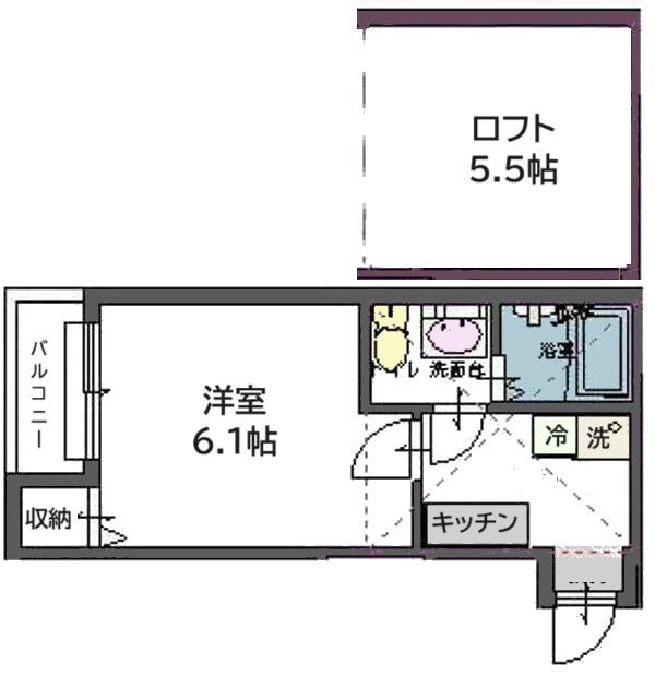 ALETTA宮町(1K/1階)の間取り写真