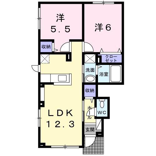 プランドール本町(2LDK/1階)の間取り写真