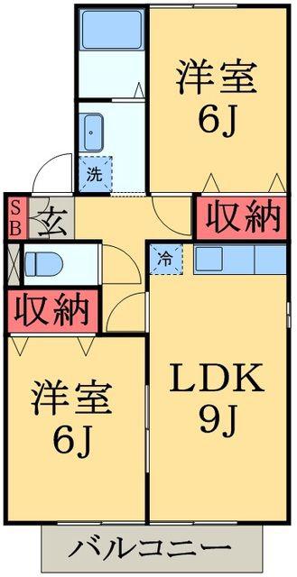 アルカディアⅤ(2LDK/1階)の間取り写真