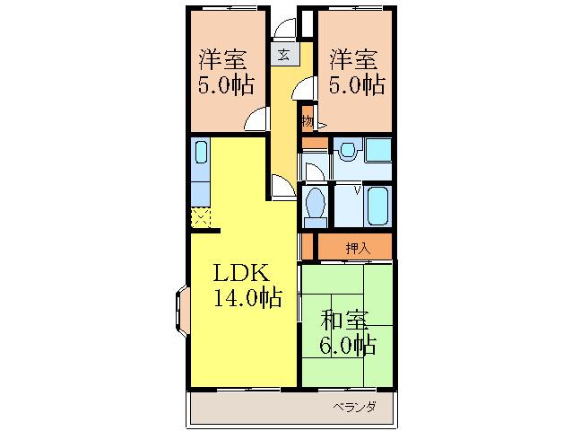 シェリール南茨木(3LDK/2階)の間取り写真