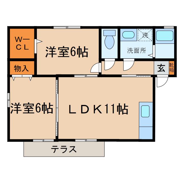 ヴェルドミール(2LDK/1階)の間取り写真