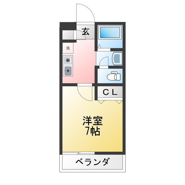 ホームワン別名(1K/1階)の間取り写真