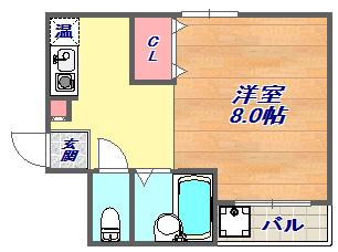 リーベン美幸(ワンルーム/4階)の間取り写真