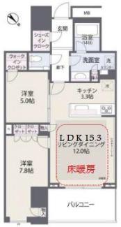 クロスエアタワー(2LDK/19階)の間取り写真