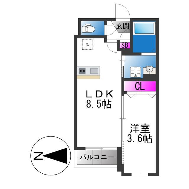 パロス西堤(1LDK/1階)の間取り写真
