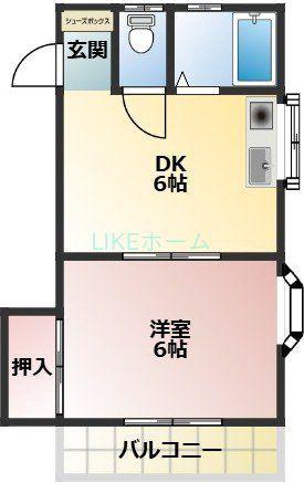 グリーンターフ鬼高(1DK/2階)の間取り写真