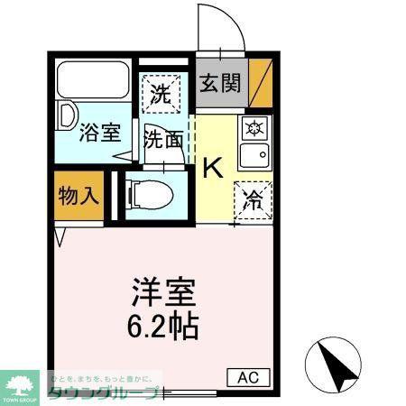 ウィステリア松戸(1K/1階)の間取り写真