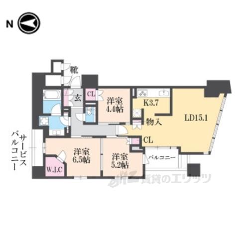 ブランズ京都河原町通(3LDK/10階)の間取り写真