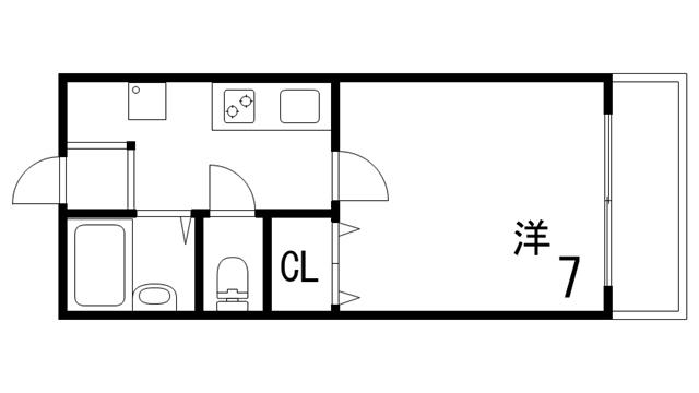 エテュ―ド芦屋川(1K/2階)の間取り写真