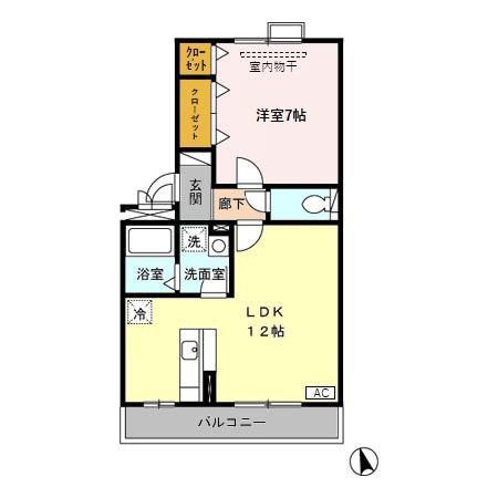 エスタシオン(1LDK/2階)の間取り写真
