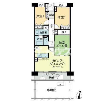ファミール津田沼(3LDK/1階)の間取り写真