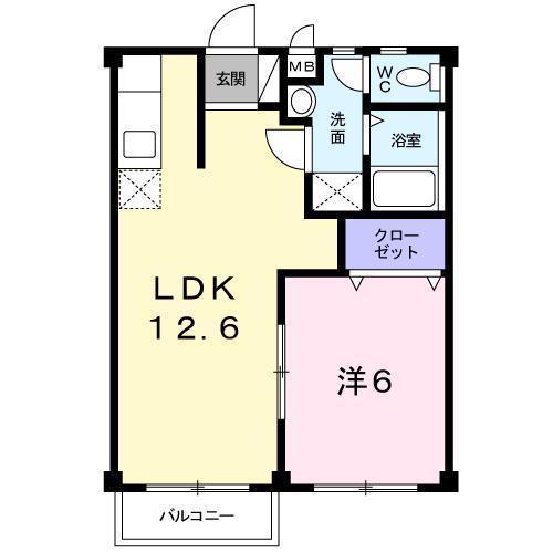エスポワールハイツ(1LDK/2階)の間取り写真