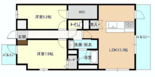 アミューズ千歳(2LDK/7階)の間取り写真