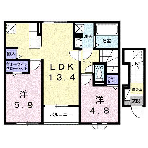 カプリコーン(2LDK/2階)の間取り写真