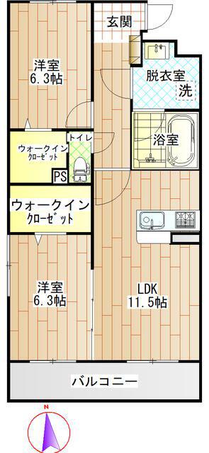 LUSORA OSATO(2LDK/2階)の間取り写真
