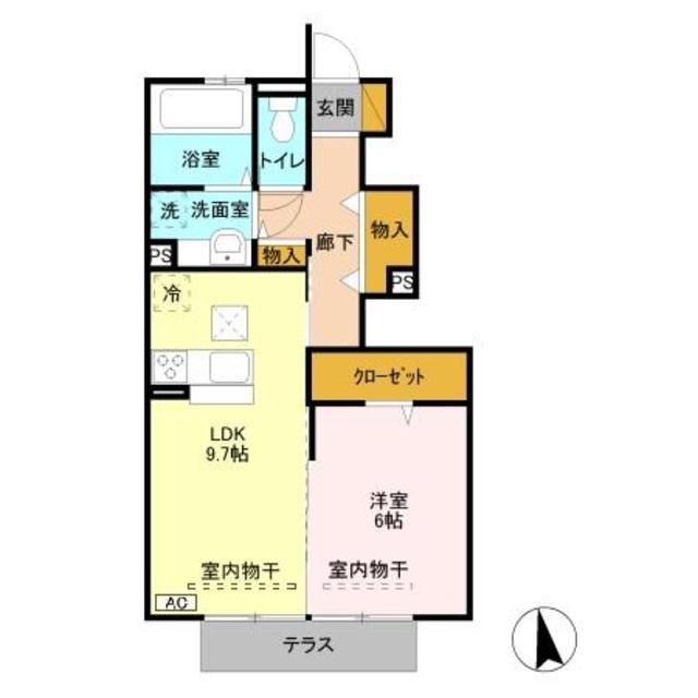シャルール(1LDK/1階)の間取り写真