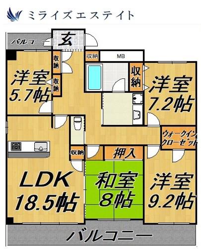 ラ・メゾン東山(4LDK/7階)の間取り写真