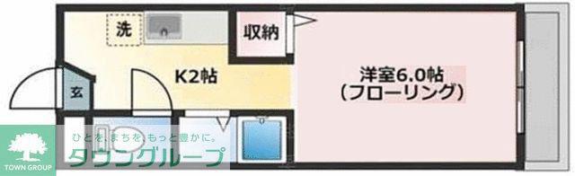 ルートワン石田(1K/2階)の間取り写真