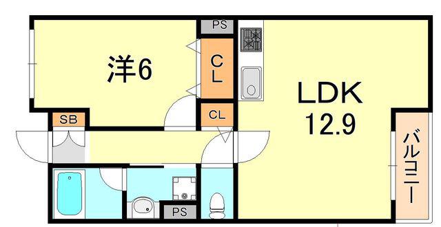 ヴィラージュウィン(1LDK/4階)の間取り写真