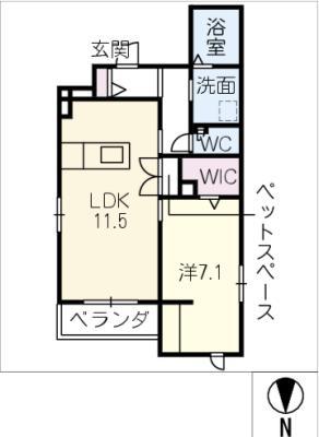 エクラージュ名駅(1LDK/3階)の間取り写真