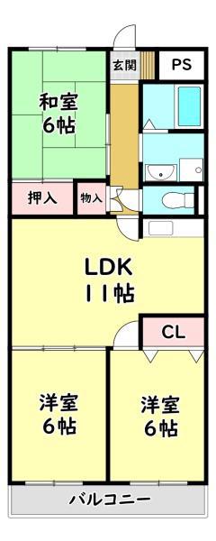 メゾンモンソレーイユ(3LDK/4階)の間取り写真
