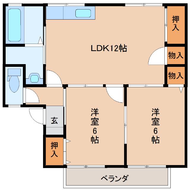 セジュールKD(2LDK/2階)の間取り写真