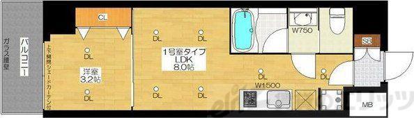 ブエナビスタ西天満(1LDK/7階)の間取り写真