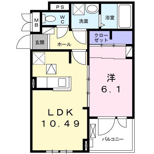 グランドール(1LDK/1階)の間取り写真