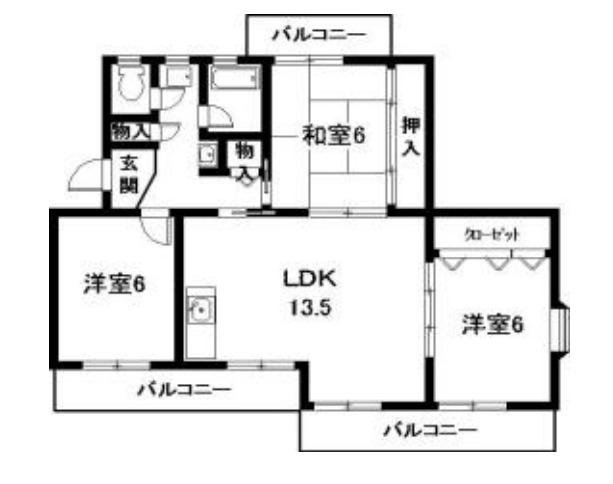 シャトー南(4DK/4階)の間取り写真
