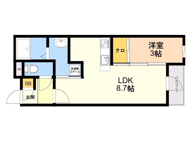 PHOENIX千早(1LDK/5階)の間取り写真
