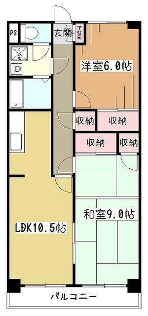レユスイール向原(2LDK/1階)の間取り写真