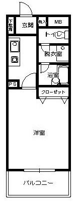 ネバーランドII(1K/2階)の間取り写真
