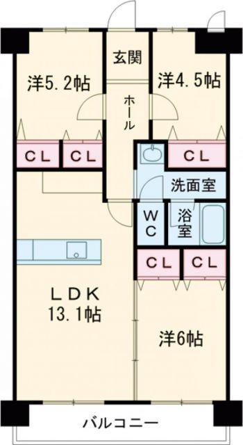 加古川グリーンシティーD棟(3LDK/7階)の間取り写真