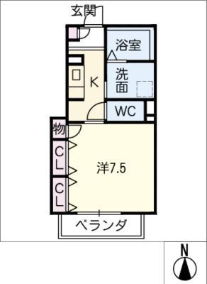 MAPLE葵(1K/4階)の間取り写真