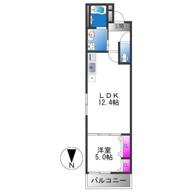 フジパレス今川公園V番館(1LDK/1階)の間取り写真