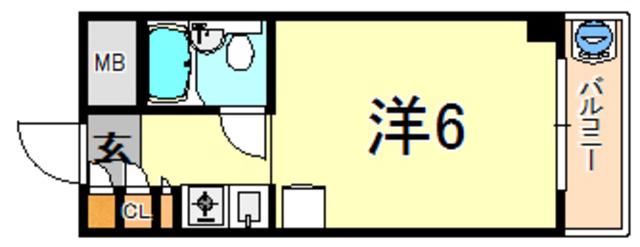 キューブ芦屋(ワンルーム/5階)の間取り写真