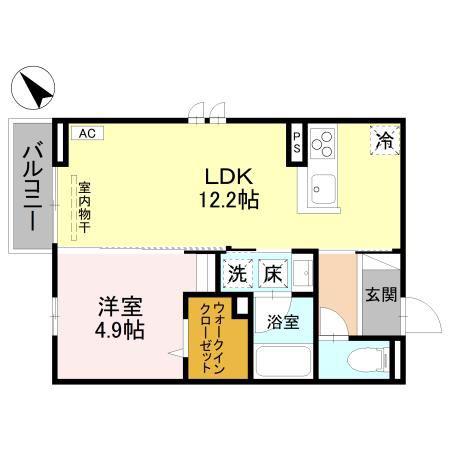 D-TORISIA(1LDK/1階)の間取り写真