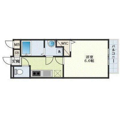 アムールHARMONYII(1K/1階)の間取り写真