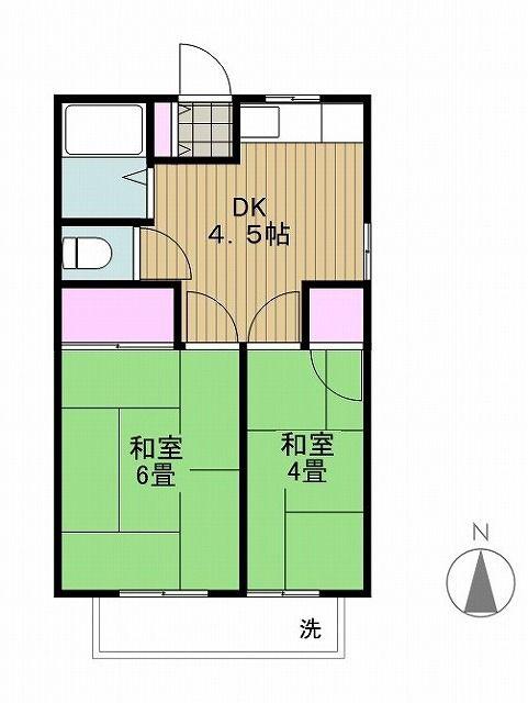 コーポ大竹(2DK/2階)の間取り写真