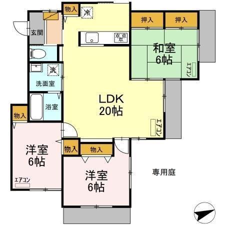 メイプル(3LDK/1階)の間取り写真
