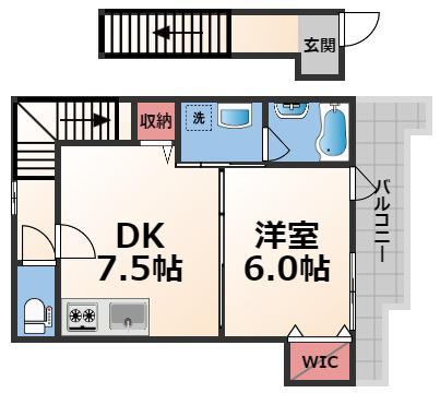 グランドソレイユ森河内(1DK/3階)の間取り写真
