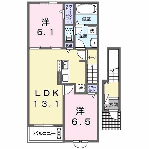ラピス レジデンス(2LDK/2階)の間取り写真