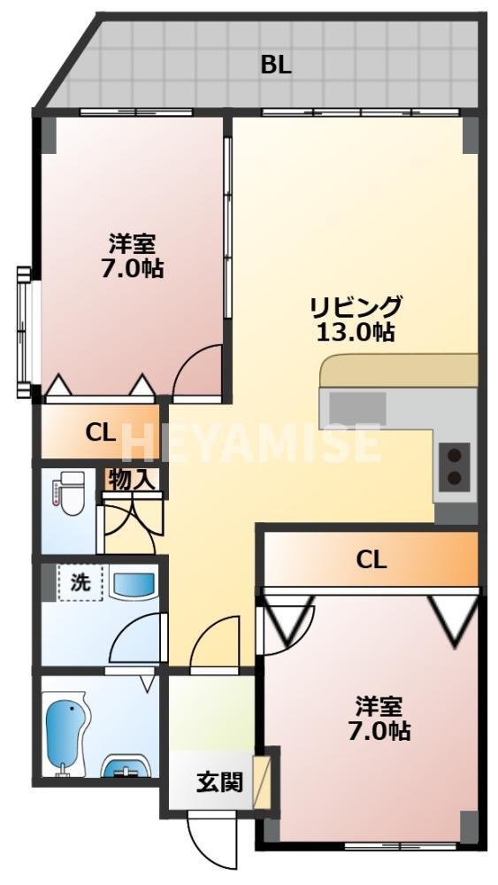 リッチモンド(2LDK/5階)の間取り写真